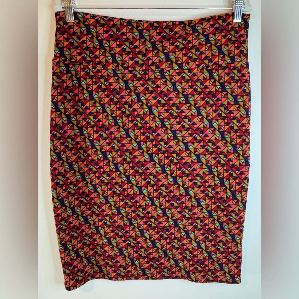 LuLaRoe Women's Cassie Geometric Multicolor Pencil Skirt Size L